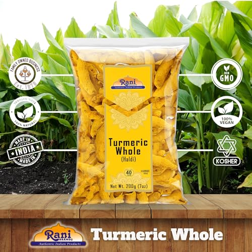 Rani Turmeric (Haldi) Root Whole Spice, Dried 7oz (200g) ~ All Natural | 100% Pure | Vegan | Gluten Friendly | NON-GMO | Kosher | Indian Origin