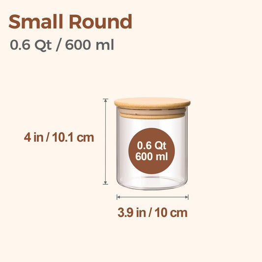 ComSaf Glass Storage Containers with Lids 0.6 Qt, 9 Pack Small Glass Jars | Small Glass Container, Spice Jar, Cookie, Candy, Family Snack Storage, Coffee Bar Organization, Size For Subpackage, BPA Free