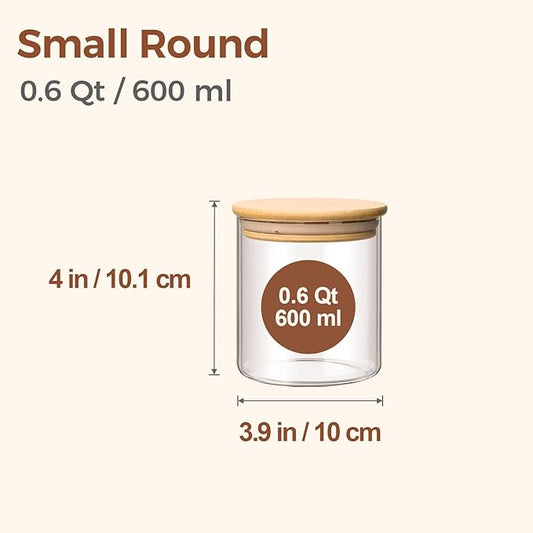 ComSaf 0.6 Qt Glass Food Storage Jars Set of 9, Clear Glass Storage Containers with Lids, Pantry Organization Jar, Spice, Blooming Tea, Oat