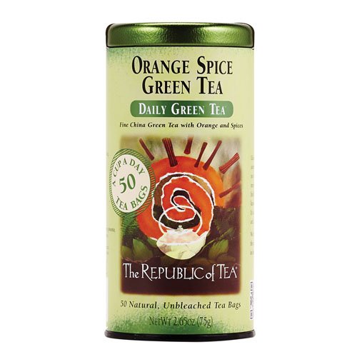 The Republic of Tea Daily Green Orange Spice Green Tea, Low Caffeine, 50 Ct | A gentle cup for everyday sipping. Fresh and lightly vegetal with notes of warming spice. Gluten Free and Carb Free.