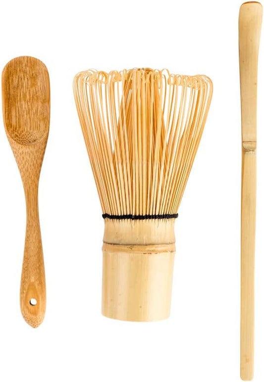 Restaurantware-Dojo Matcha Tea Whisk Set, 3-Piece Traditional Matcha Brush Set - Includes Whisk (Chasen), Scoop (Chashaku), And Spoon, Durable
