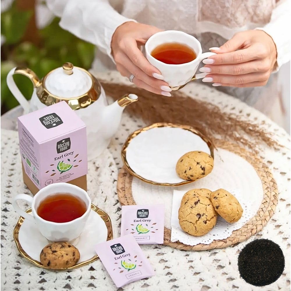 McCoy Teas Organic Earl Grey Tea Bags Black Tea Bags Ceylon Tea with Bergamot for Clarity and Relaxation with Premium Tea from Sri Lanka, 20 Bags (Pack of 01)