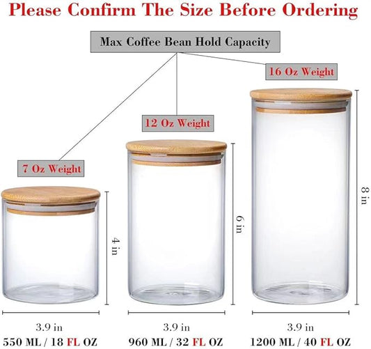 MOLFUJ 960 ML / 32 FL Oz Glass Storage Container with Wood Lid, Stackable Clear Decorative Organizer Bottle Canister Pantry Jar with Air Tight Wooden Lid for Food, Coffee, Candy, Sugar, Salt, Tea