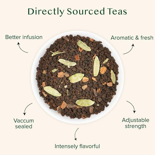 VAHDAM, India's Original Masala Chai Tea Loose Leaf (50 Cups/3.53oz) Blend Of Black Tea, Cinnamon, Cardamom, Cloves & Black Pepper | Ancient Indian House Recipe Of Spiced Masala Tea