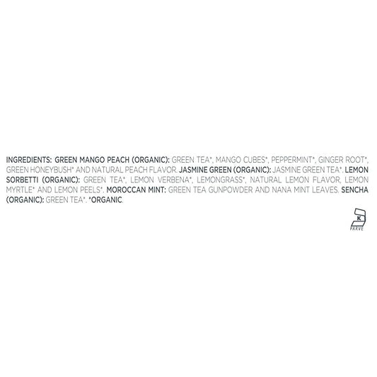 Tea Forte Green Tea Assortment Single Steeps Loose Leaf Premium Tea Gift Set Sampler, 15 Count 3 of Each Assorted Blends, Pre-Portioned Single Serve Pouches, Steeps 12 oz