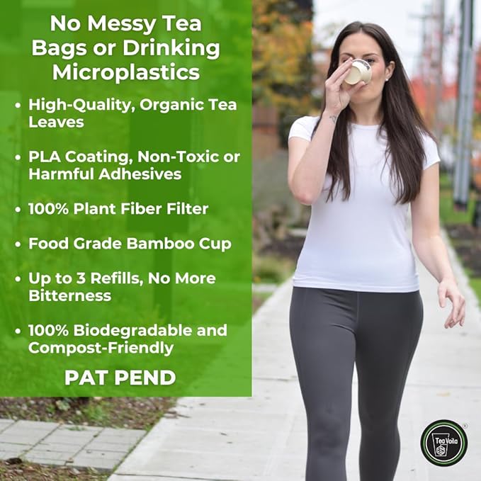 TeaVoila Oolong Tea - Loose Tea Leaves - Built-in Infuser in Biodegradable, Individually Sealed Cups - Up to 3 Refills per Cup - Finest Tea Leaves - USDA Organic - 12oz, 6 Count