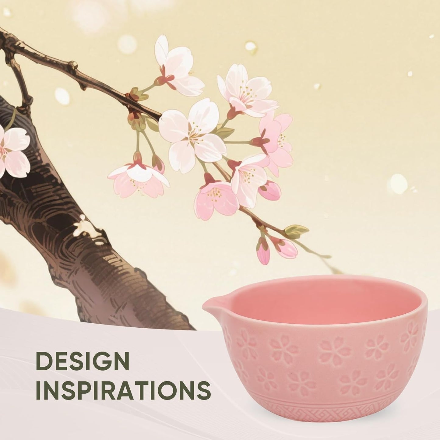 Matcha Whisk Set - Traditional Bamboo Chasen with Bowl, Complete Matcha Tea Making Kit & Starter Tools for Authentic Japanese Ceremony (Pink01, 8pcs/set,Bowl entry-level Set)