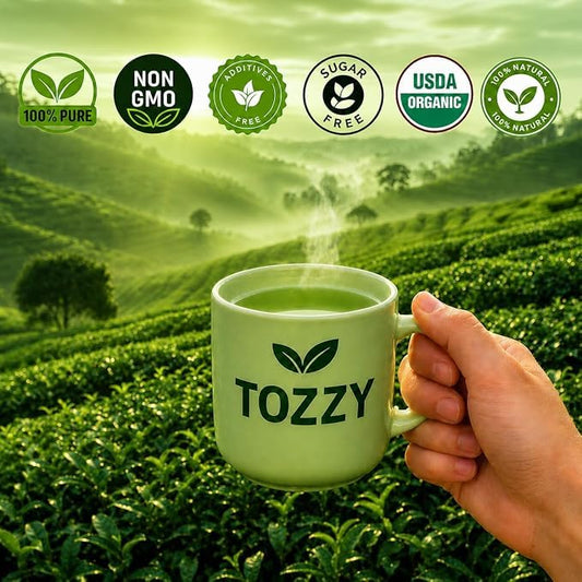 Tozzy Organic Green Tea – 100 Count, Plant-Based Pyramid Tea Bags