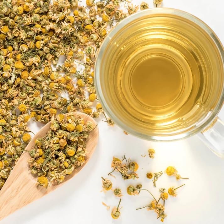 ORGANIC CHAMOMILE TEA (GREECE) | Whole Chamomile flowers for Skin Health, Relaxation | Loose Herbal Tea from Greece | 100% ORGANIC, Caffeine Free, Earthy Flavor | 70G (2.5 OZ) (45 servings)