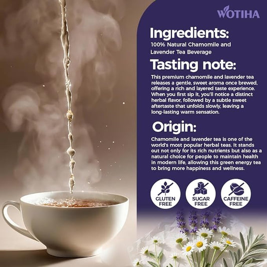 Natural Chamomile lavender tea 120g. 100% natural ingredients Chamomile lavender Herbal tea.for Relaxation & Bedtime.Additive-Free • Sugar-Free • Vegan.