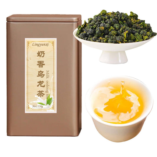Lingyunxi Milk Oolong Tea Loose Leaf Taiwan Tea Jin Xuan Oolong Taiwan Formosa High Mountain Oolong Leaves, Creamy Sweet and Smooth Taste 25% Fermentation Degree 奶香乌龙 台湾高山茶 台湾茶 乌龙茶 5.3oz/150g