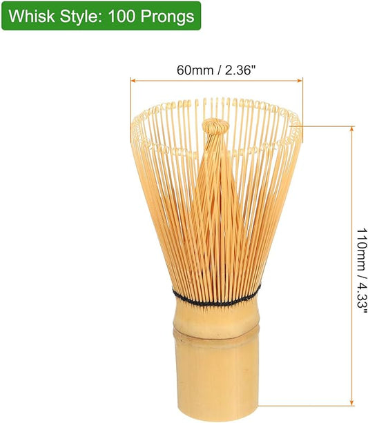 Harfington Matcha Green Tea Whisk 100 Prongs Japanese Bamboo Whisk Chasen Preparing Matcha Powder Brush Tool Tea Traditional Scoop, Yellow