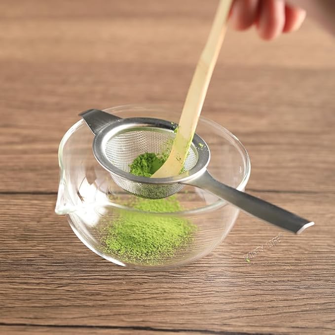 2.2" Mini Matcha Sifter, 30 Fine Mesh T304 Stainless Steel, Tea Strainer, Cocktail Strainer with Base (Silver)