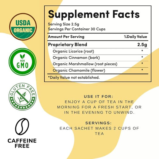 Digestive Tea – Leaky Gut Blend by AutoimmuniTea – Overall Digestive Support, and Stomach Sooth, Made of Organic Marshmallow root and Licorice Root, Cinnamon and Chamomile, IBS AIP Diet – 15 Tea Bags