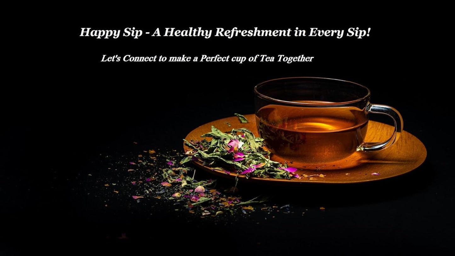 Happy Sip English Breakfast Tea Loose Leaf (100g/3.5oz) Strong, Robust, High Caffeine Black Tea Loose Leaf | Non-GMO | Resealable, Ziplock Pouch | Brew Hot, Iced | Darjeeling Black Tea
