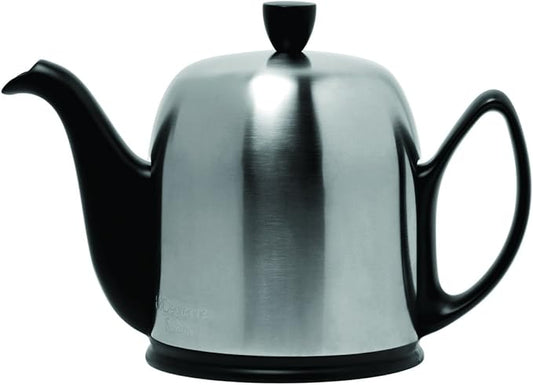 Degrenne Luxury French Tea Pot - Porcelain Teapot with Removeable Aluminum Infuser, Ceramic Tea Kett