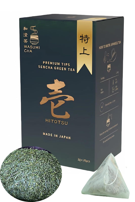 Wasumicha -Hitotsu Japanese Green Sencha Tea hot brew cold brew Biodegradable Teabag 20bags