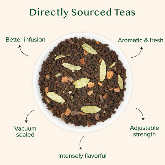 VAHDAM Masala Chai Tea - Loose Leaf 170+ Cups (340g/12oz) Blend of Black Tea with Cinnamon, Cardamom, Cloves & Black Pepper | Vacuum Sealed Pack