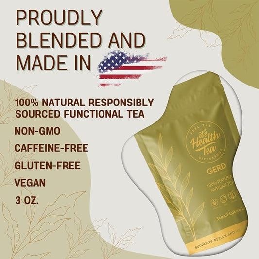 GERD Relief Herbal Tea: 8-Digestive Herb Blend, Natural Acid Reflux & Heartburn Aid, Pre/Post Meal Support, 3oz with 35 Bags