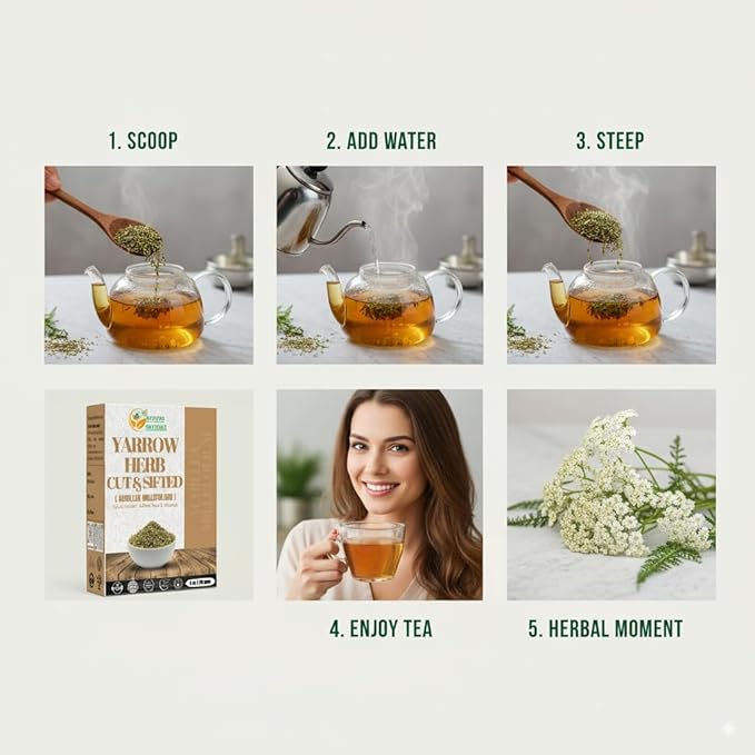 Herbs Botanica Yarrow Herb 100% Natural Dried Yarrow Flowers & Leaves for Tea, Tinctures, & Herbal Preparations – Premium Bulk Herbs for DIY Use