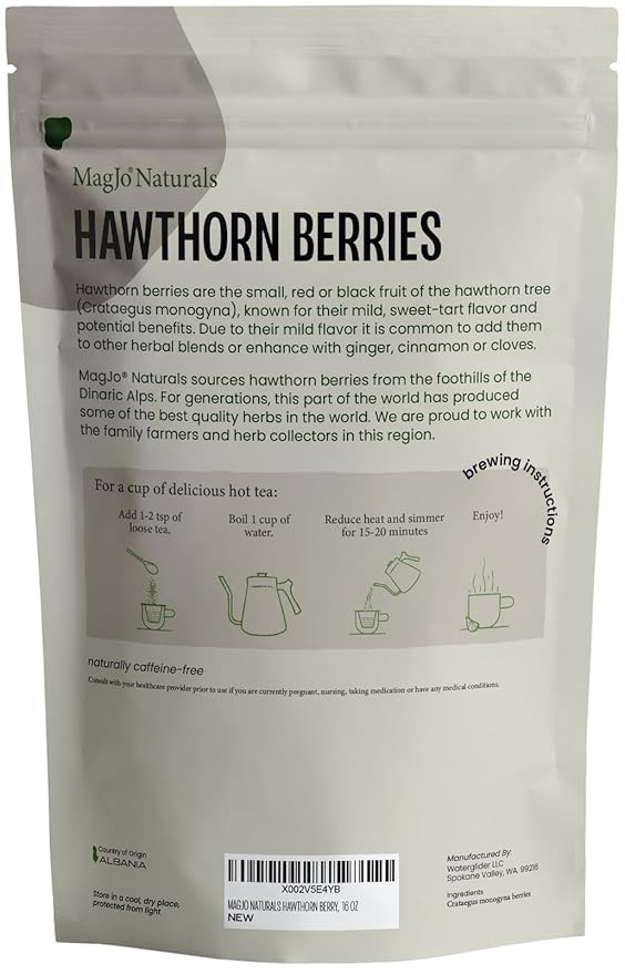MagJo Naturals Whole Dried Hawthorn Berries, 16oz (1lb)