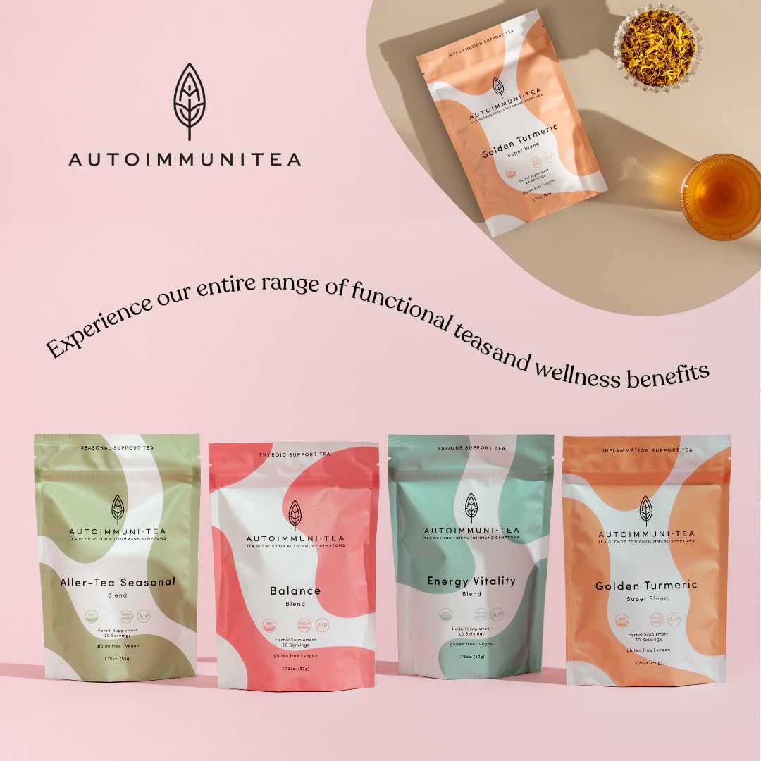 Organic Turmeric Ginger Loose Leaf Tea Bags – Immunity Tea, Wellness Tea, Caffeine Free, AIP Autoimmune Protocol, Whole30 Paleo, Ayurvedic Rooibos Golden Tonic Herbal Blend, 15 Count