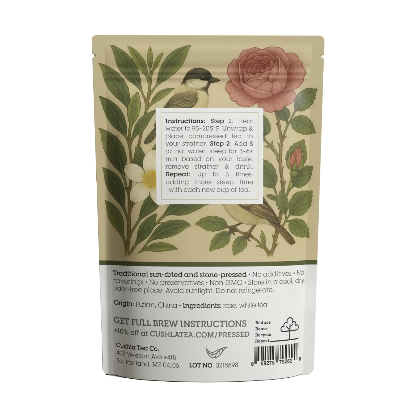 Individually Wrapped Rose & White Tea Coins - Premium White Tea with Rose Petals | Floral, Smooth Chinese Tea | 20 Pressed Mini Tea Coin Cakes