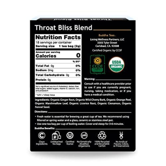 Buddha Teas Organic Throat Bliss Blend - Herbal Tea