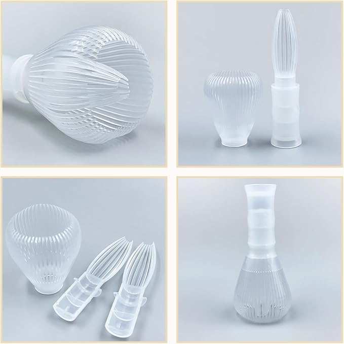 Resin Matcha Whisk Traditional Japanese Chasen Matcha Tea Whisk Gifts for Tea Lovers Reusable Plastic Matcha Whisk for Authentic Tea Preparation (Clear)
