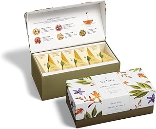 Tea Forte Premium Presentation Box Gift Set Sampler, 20 Count, Assorted Blends Individually Wrapped Handcrafted Pyramid Infuser Bags, Herbal Retreat Tea
