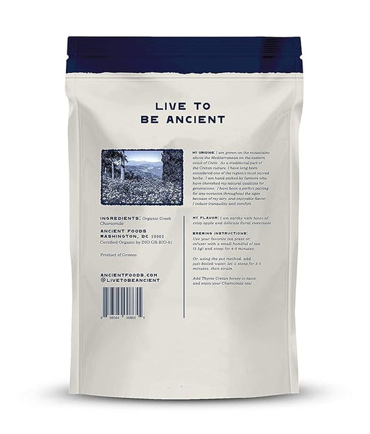 Ancient Foods Organic Chamomile Tea – Chamomile Greek Mountain Tea, Organic and Caffeine Free Tea Loose Leaf from Greece (40g)