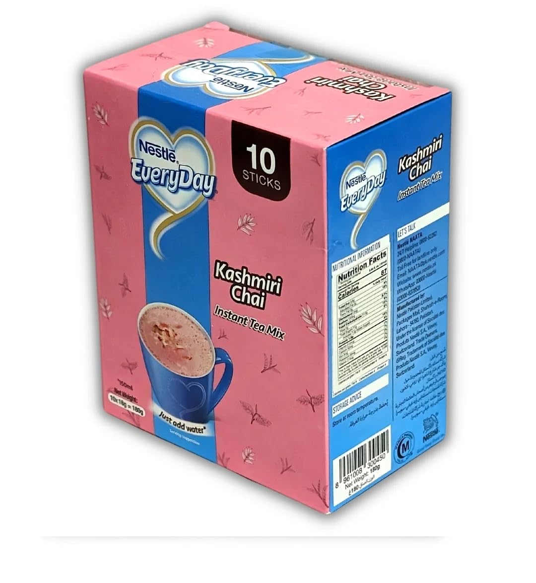 Nestlé Everyday Instant Pink Tea Mix (Kashmiri Chai) – Authentic Pink Chai, 10 Stick Sachets