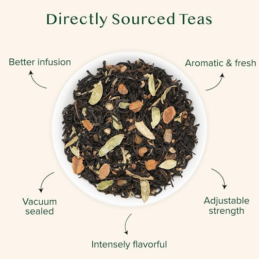 VAHDAM Vanilla Spiced Masala Chai | 3.53oz (50 Cups) Gluten Free Delicious Blend Of Vanilla & Masala Chai | Spiced Chai Tea Loose Leaf | Brew As Hot, Cold Or Iced Tea | Vacuum Sealed Pack