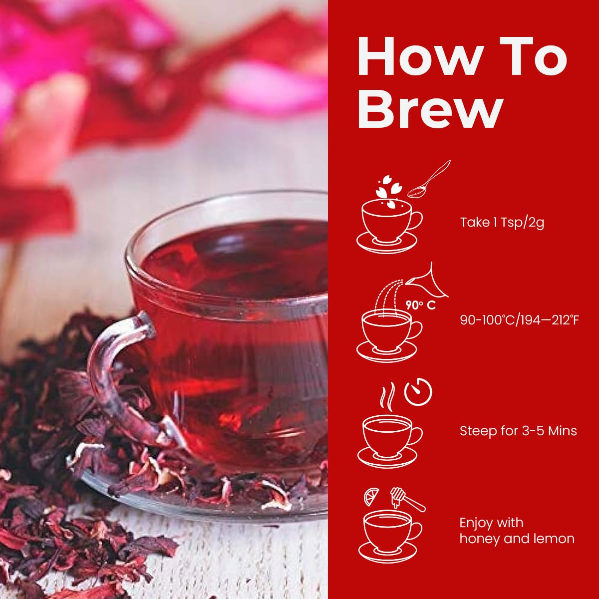 BLUE TEA - Hibiscus Tea - 1.76 Oz - Pack of 2 (100 Cups) Loose | SKIN GLOW ENHANCING TEA | Herbal Tea - Flower Based