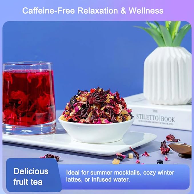 Tropical Flavor Fusion Fruit Tea, Fruity & Refreshing Herbal Tea |Peach,Hibiscus,Pineapple,Blackcurrant,Rose,Caffeine-FreeTea | 30+ Cups | Hot or Iced | Premium Quality, Woman-Owned | Loose Leaf Tea 7oz
