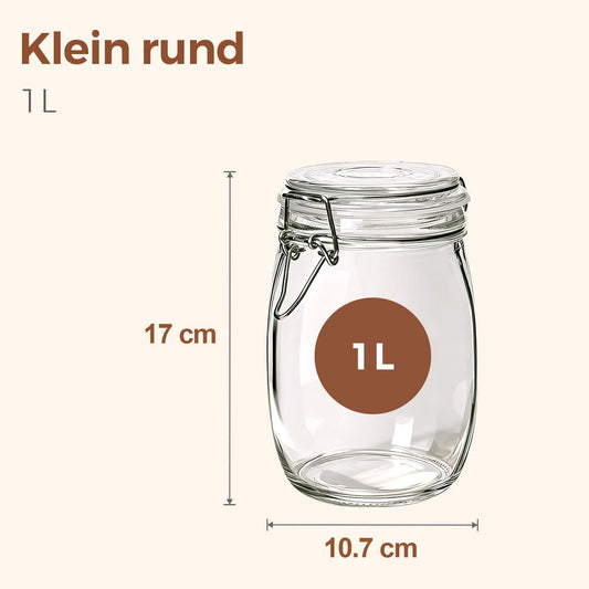 ComSaf Glass Jars with Airtight Lids 34oz 3 Pack Pantry Storage Coffee | BPA-free food-grade glass, wire clamp seal, whole-bag pantry storage, coffee & tea, rice & seeds, candy & cookie