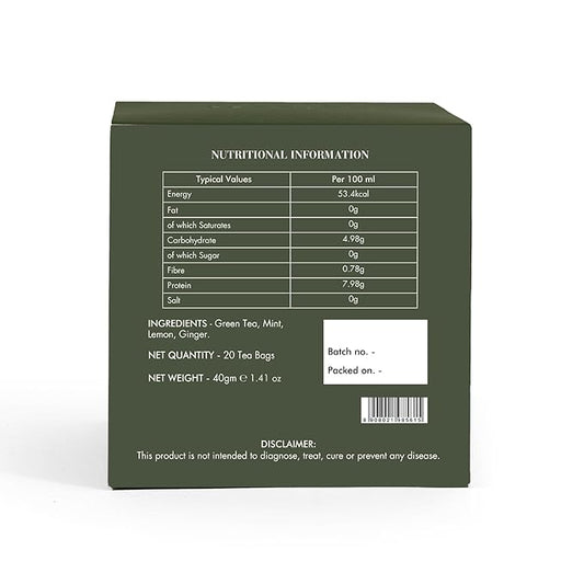 Celeste Zesté Mint, Ginger Mint Tea with Lemon | 20 Pyramid Green Tea Bags | 100% Natural Ingredients