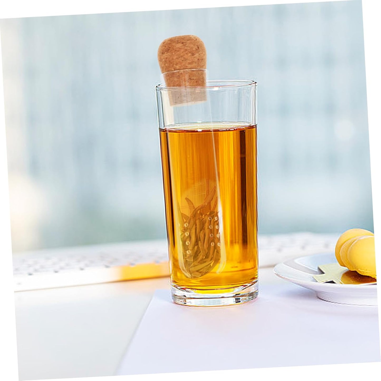 MAGICLULU Glass Tea Infuser Lid High-Temperature Resistant Loose Leaf Tea Strainer Reusable Glass Tube for Home Use