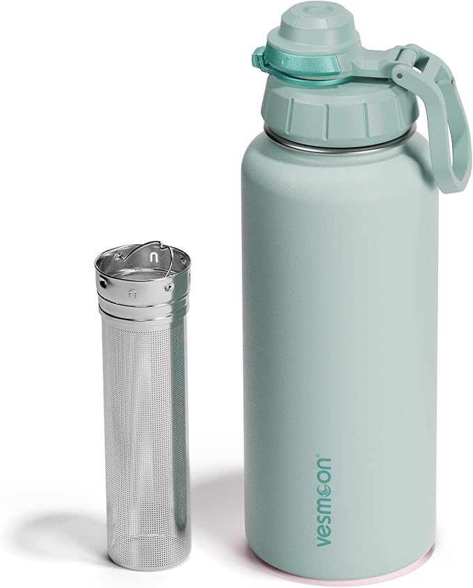 Vesmoon Vessence 32 Oz Stainless Steel Tea Infuser Bottle for Loose Leaf Tea, Water, Herbs, Fruits -