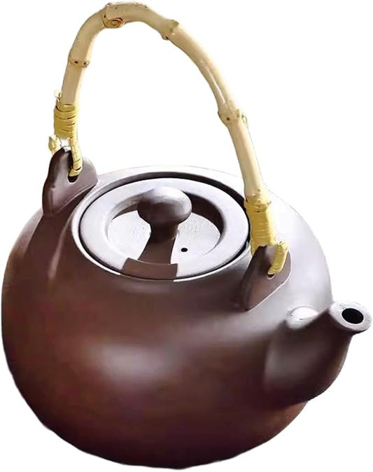 Japanese Tea Pot 800ml/28oz Purple Sands Clay Teapot with Wood Handle Kungfu Teapot for Stovetop