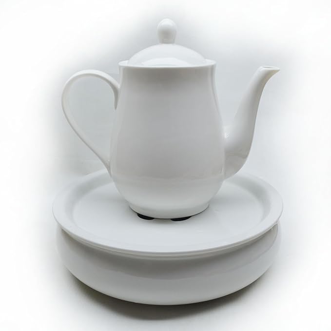 White Porcelain Teapot, Big Tea Pot Coffee Tea Water Pot Vintage Ceramic Gooseneck Kettle (49oz)