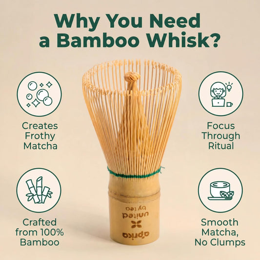 aprikalife Aprika Life Matcha Whisk, Bamboo 100 Prong Chasen for Matcha Powder, Japanese Tea Ceremony Tool for Latte Drinks