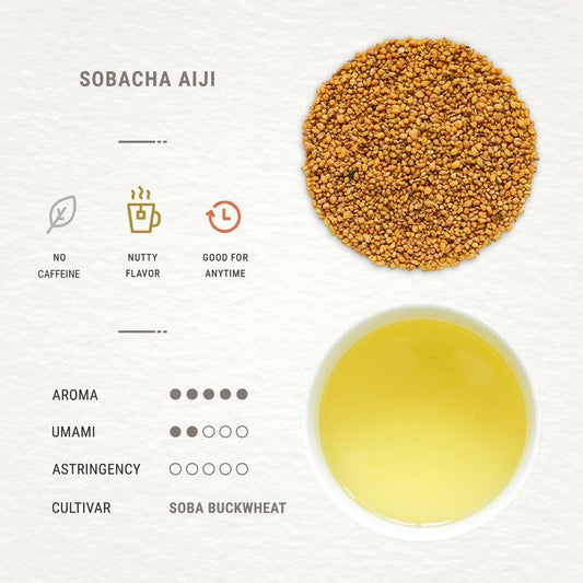 Senbird Caffeine-Free Buckwheat Loose Tea - Sobacha Aiji (4.2oz/120g) | Hokkaido roasted buckwheat tea with nutty aroma; caffeine-free and naturally gluten-free.
