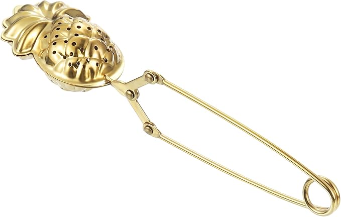 uxcell Pineapple Snap Tea Ball Infuser with Handle, Loose Tea Steeper, Stainless Steel Tea Strainer