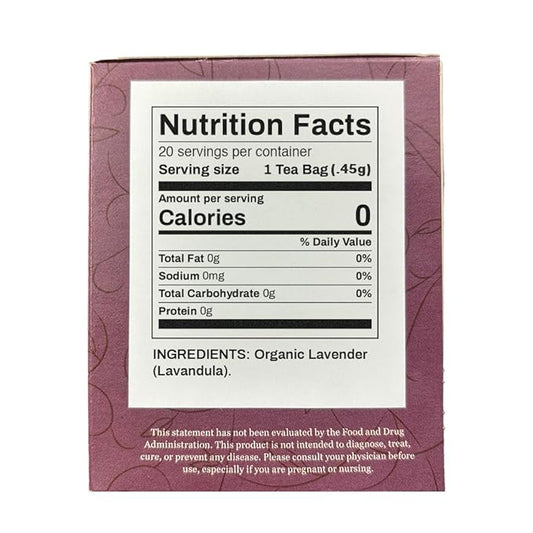 Organic Positively Botanicals Company, Lavender Herbal Tea Bags, 20 Count