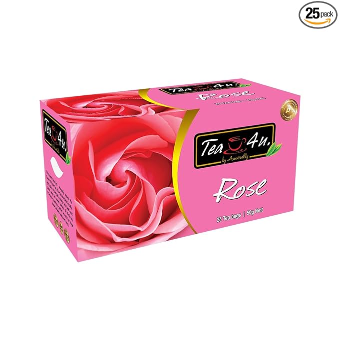 Tea4U Flavored Black Ceylon TeaBags (Rose) - Ideal Quality from Sri Lanka's Finest Leaves and Expert