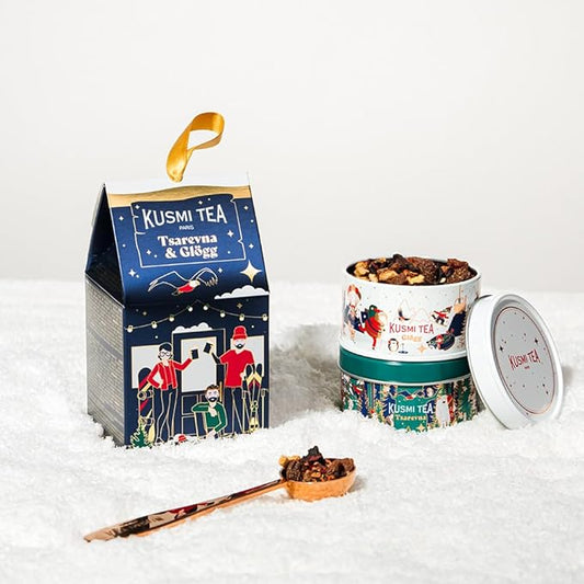 Kusmi Tea - Gift Box - Tsarevna and Glögg Organic Christmas Tea - Organic Black Tea, Orange and Christmas Spices - Hibiscus, Fruits and Spices - Limited Edition - Secret Santa Gift (Winter Sports)