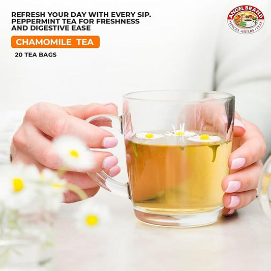 Angel Brand Chamomile Tea Bags 20 – Pack of 3 – Chamomile Flower Tea for Relaxation &