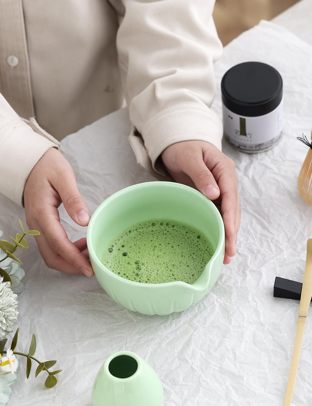 TANG PIN Matcha Set - Match Bowl and Whisk, 15 OZ Matcha Whisk Set