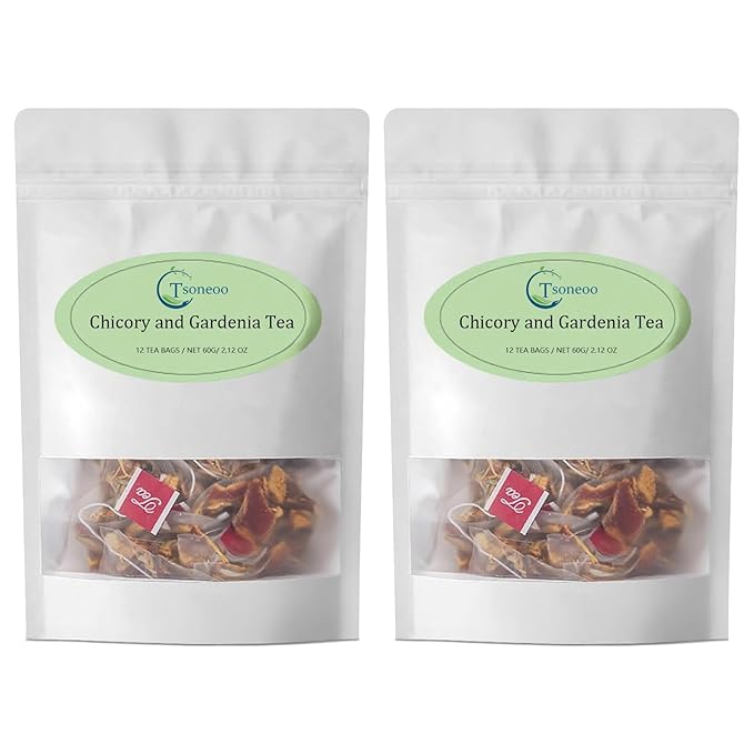 12 Tea Bags Chicory & Gardenia Herbal Tea - Gardenia, Chicory, Honeysuckle, Licorice, Tangerine Peel
